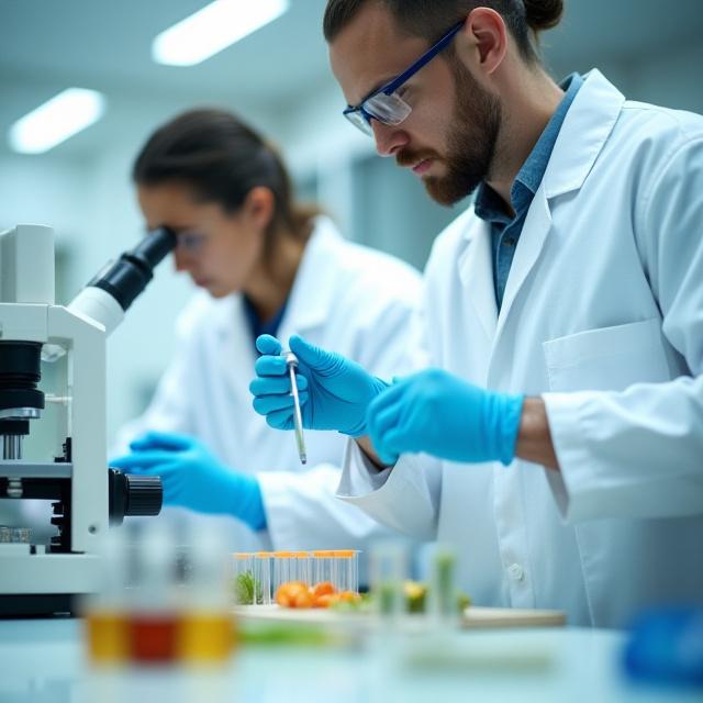 Researchers analyzing herbal compounds